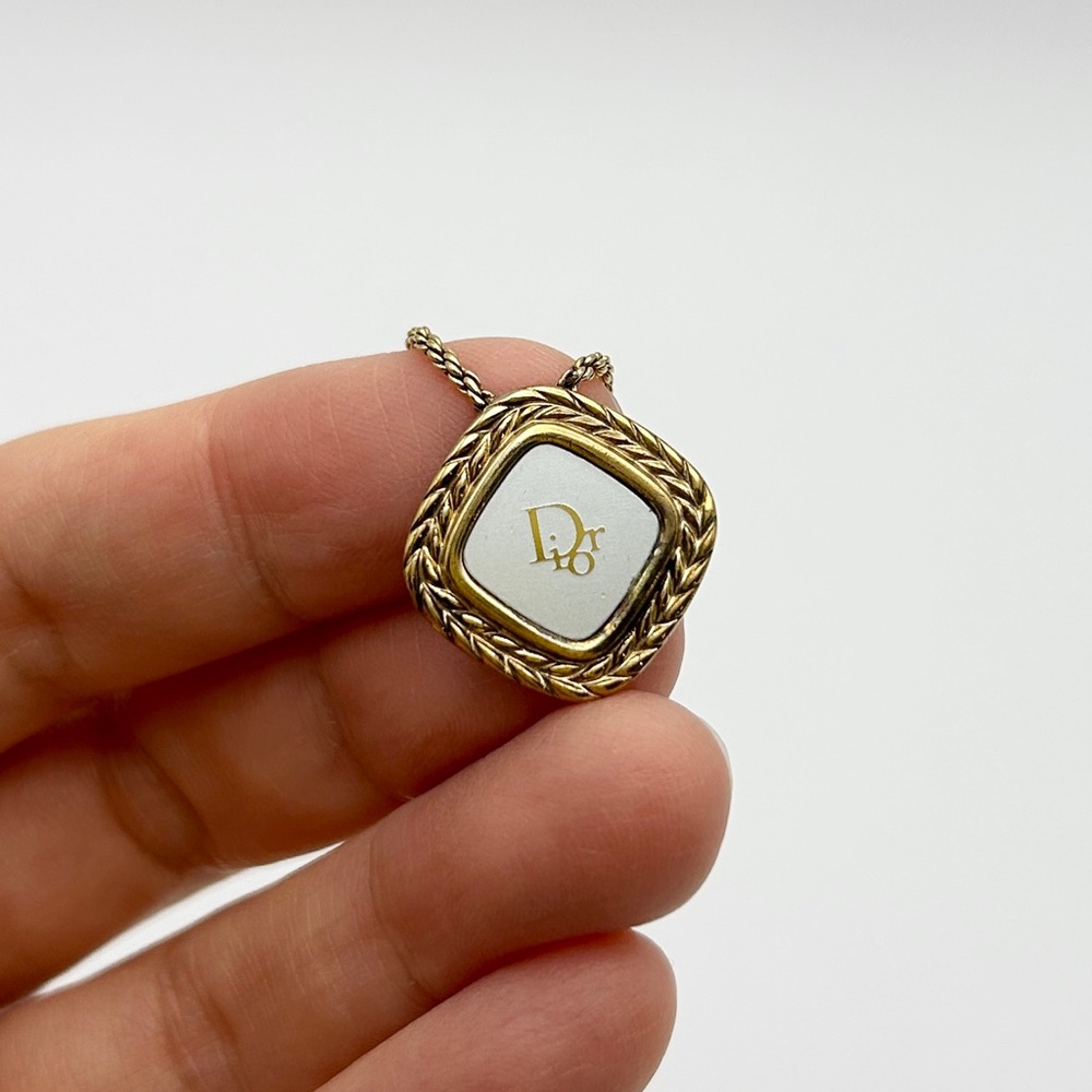 Dior Gold Plated CD Navy Necklace with Diamond Shape Pendant - Picture 3 of 5